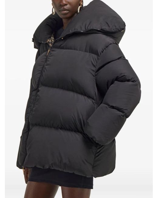 Roberto Cavalli Blue High-Collar Puffer Jacket