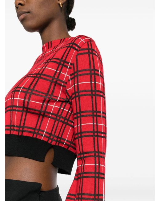 Marni Red Check-pattern Cropped Jumper