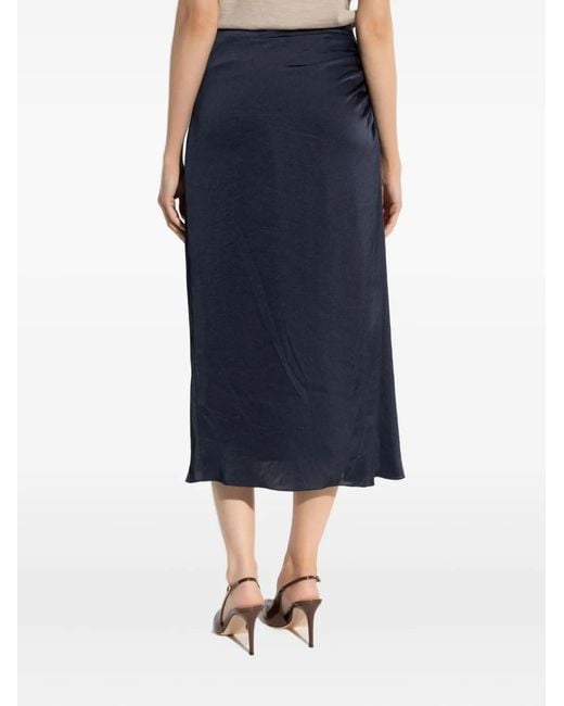 Theory Blue Draped Midi Skirt