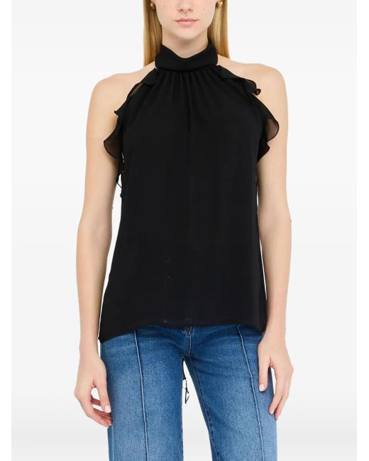 Liu Jo Black Halterneck Ruffled Top