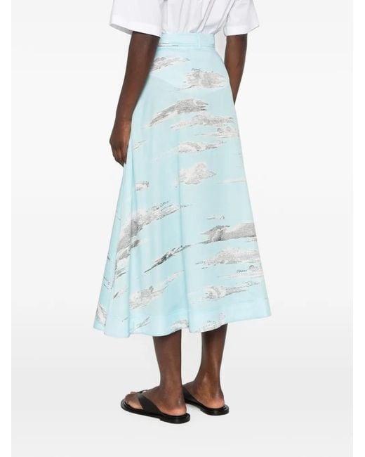 Moschino Blue Jupe Mi-Longue En Coton À Imprimé Nuage