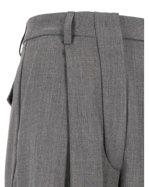 Thelatest Gray Pleated Wide-Leg Trousers