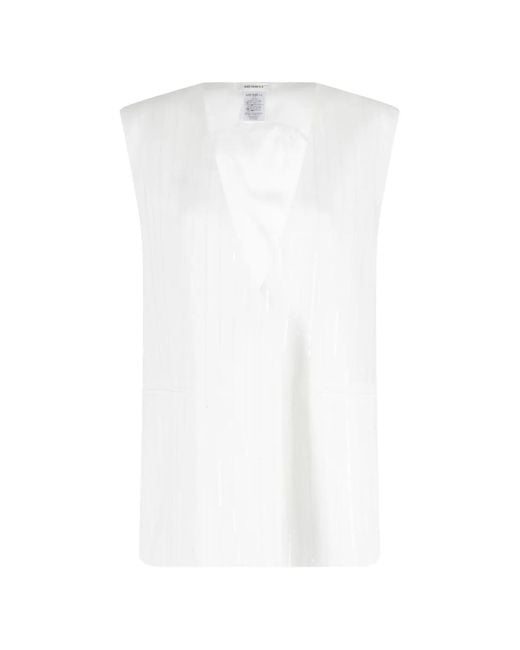 MEIMEIJ White Sequin-Embellished Striped Vest