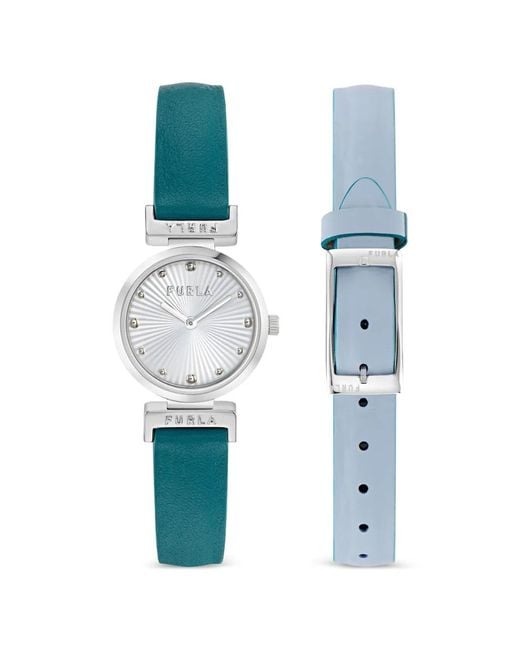 Furla Blue Textured Dial 34Mm Watch
