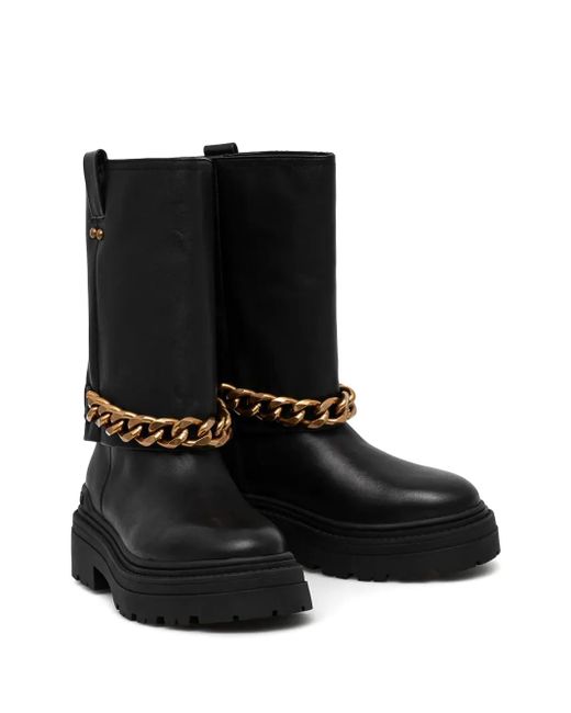Pinko Black Chain-Detail Boots