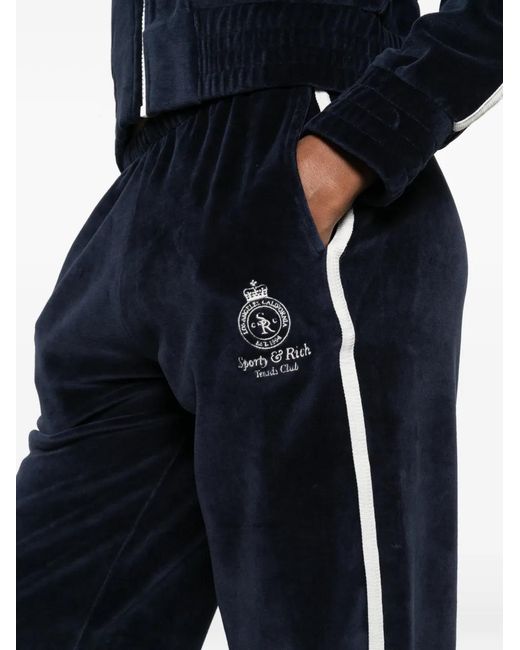 Sporty & Rich Black Side-Stripe Logo-Detail Track Pants