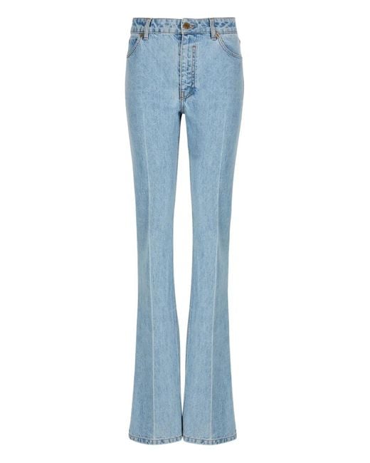 Balmain Blue High-Waisted Flared Denim Jeans