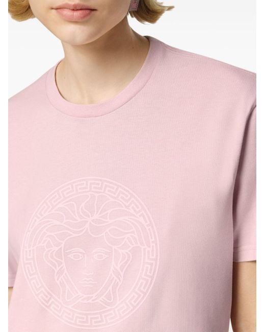 Camiseta con estampado de Medusa Versace de color Pink