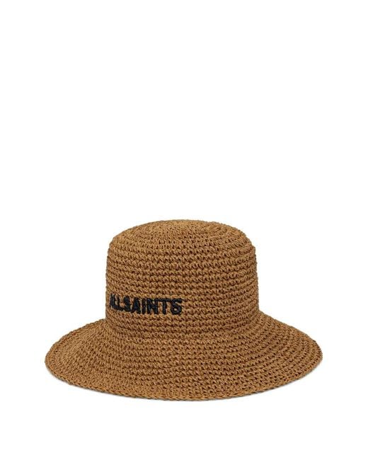 AllSaints Brown Eli Logo-Embroidered Sun Hat