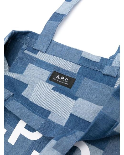 Bolso shopper Lou con logo estampado A.P.C. de hombre de color Blue