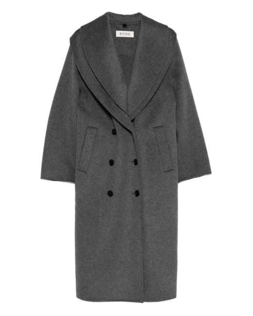 Rohe Gray Double-Layered Scarf Coat