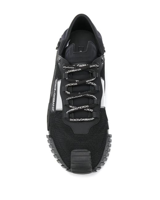 Dolce & Gabbana Black Neoprene And Mesh Technical Fabric Sneakers With Leather Details And Reflective Bands for men