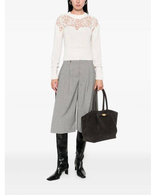 Ermanno Scervino White Lace-Insert Sweater