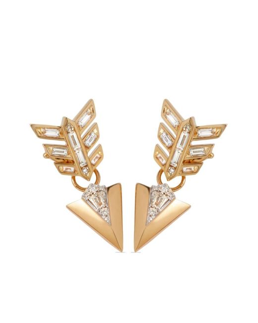 Annoushka Metallic 18kt Yellow Gold Deco Diamond Feather Arrow Earrings