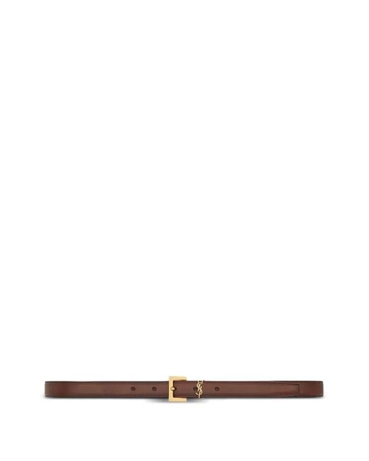 Saint Laurent White Cassandre Leather Belt