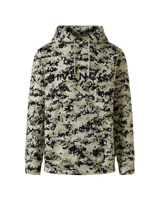 Givenchy Green Camouflage-Pattern Logo-Print Hoodie for men