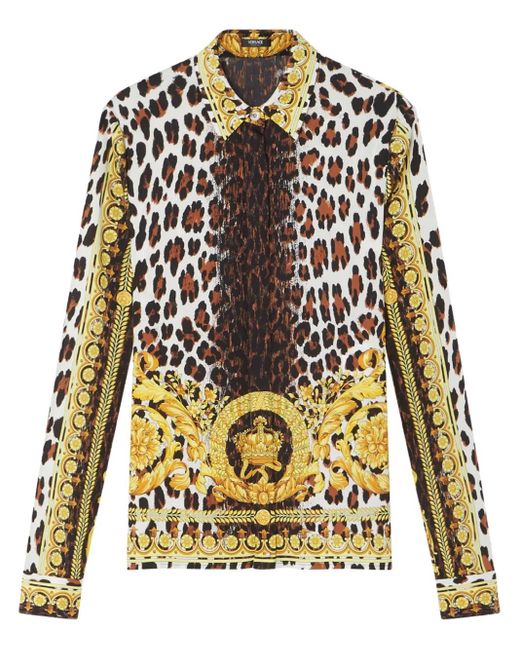 Versace Yellow Leopard-Print Blouse