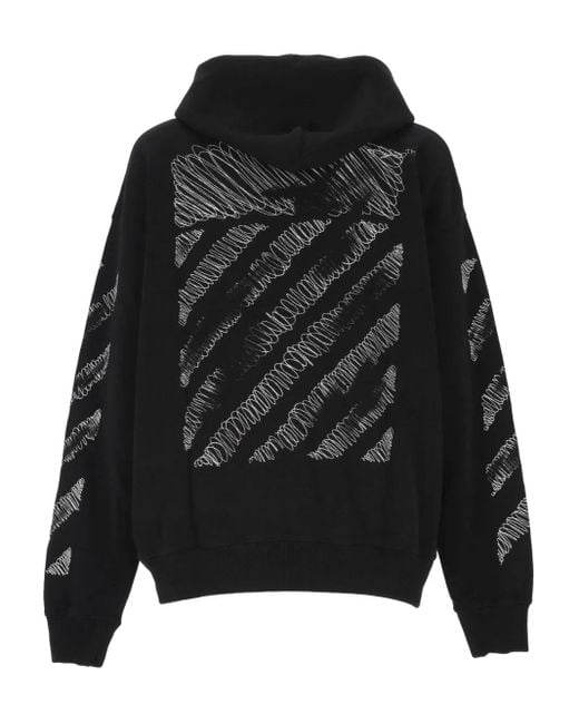 Off-White c/o Virgil Abloh Scribble-Print Zip-Up Hoodie in Black