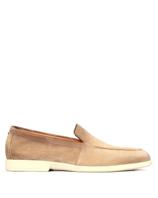Santoni Natural Suede Flat Loafers for men