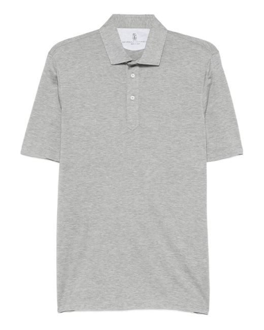 Brunello Cucinelli Gray Button-Placket Polo Shirt for men