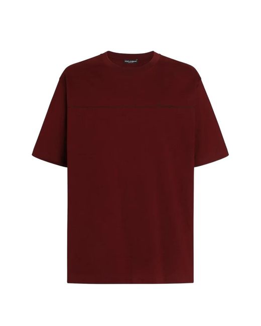 Dolce & Gabbana Red Cotton T-Shirt With Logo for men
