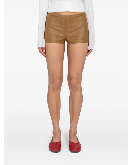 Paloma Wool White Suau Leather Mini Shorts