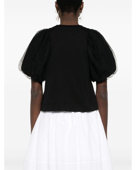 T-shirt en coton à design froncé Simone Rocha en coloris Black