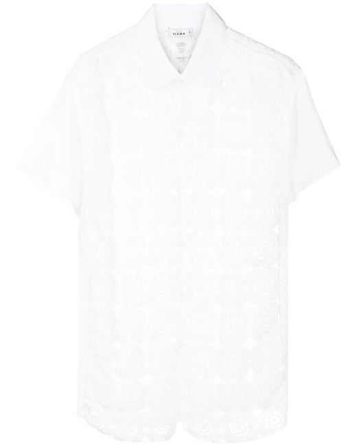 Amir Slama White Crochet-Panel Short-Sleeved Shirt for men