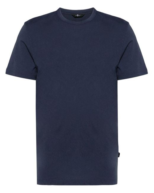 7 For All Mankind Blue Featherweight Cotton T-shirt for men