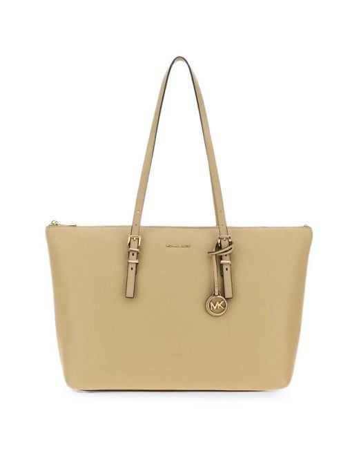 MICHAEL Michael Kors Natural Large Quinn Pebbled-Leather Tote Bag