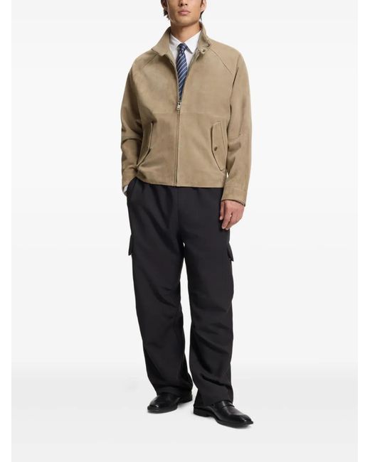 HUGO Natural Zip-Up Suede Jacket for men