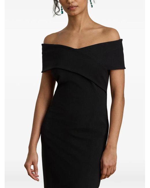 Ralph Lauren Black Off-The-Shoulder Crisscross Maxi Dres