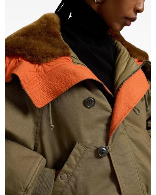 Polo Ralph Lauren Green Veste N2A À Col En Fourrure Artificielle