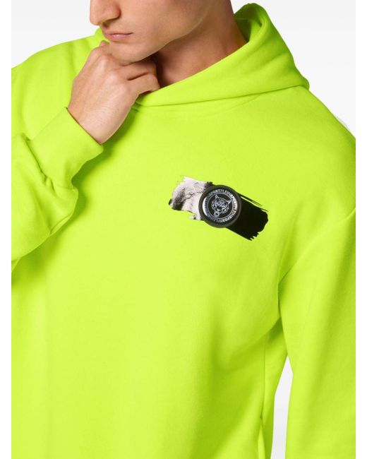 Sudadera con capucha y aplique del logo Philipp Plein de hombre de color Green