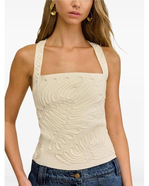 Cult Gaia White Stella Cord-Embroidered Top