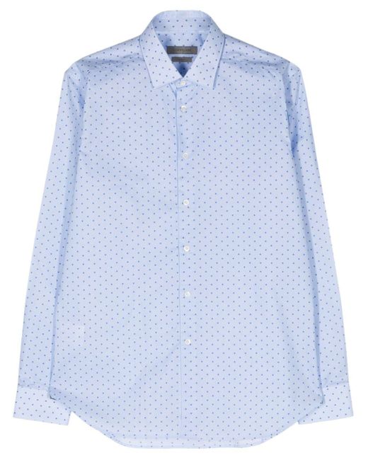 Corneliani Blue Geometric-print Cotton Shirt for men