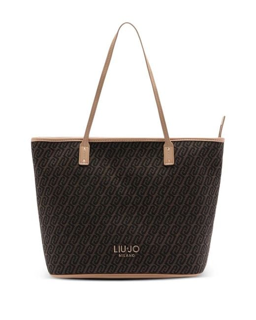 Liu Jo Black Monogram Jacquard Tote Bag