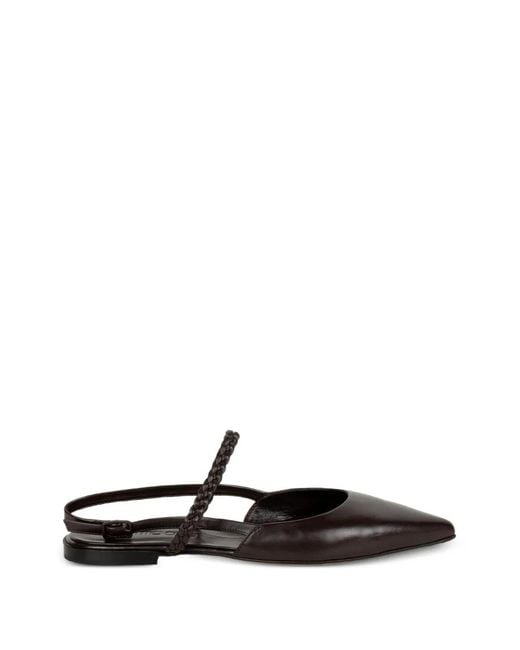 Pomme D ́Or White Braided-Strap Flat Pumps