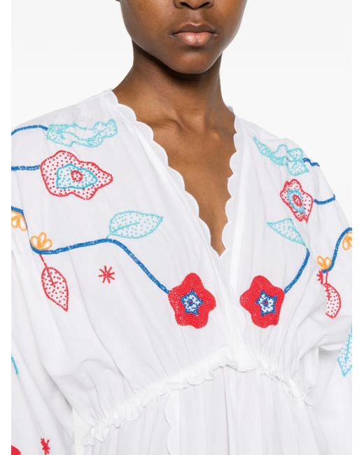 Forte_forte White Floral-Embroidered Cotton Maxi Dress