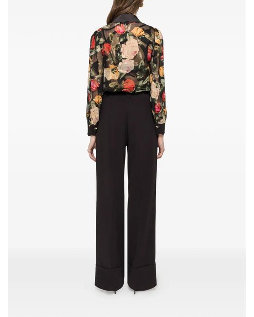 Nissa Black Printed Scalloped Top