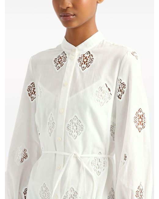 Erdem White Lace-panels Midi Shirtdress