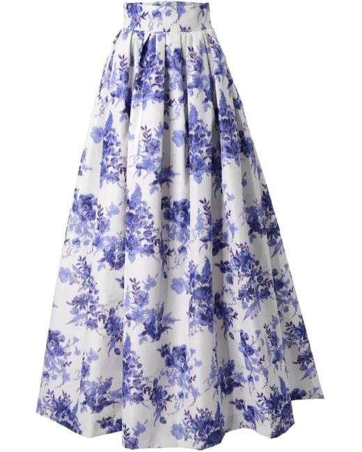 Carolina Herrera Chiné フローラル スカート Blue
