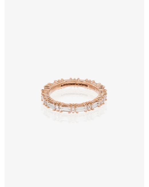 Suzanne Kalan White 18Kt Rose Horizontal Baguette Diamond Ring