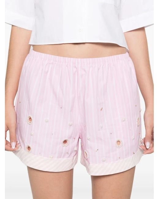 フランス発 Sandro レイヤー 可愛い ストライプ ショートパンツ Sandro ストライプ ショートパンツ ピンク | Lyst