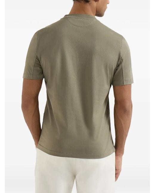 Brunello Cucinelli Gray Cotton Jersey Crew Neck T-shirt With Print for men