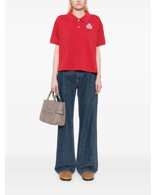Sporty & Rich Red H&W Crest Pique Polo Top