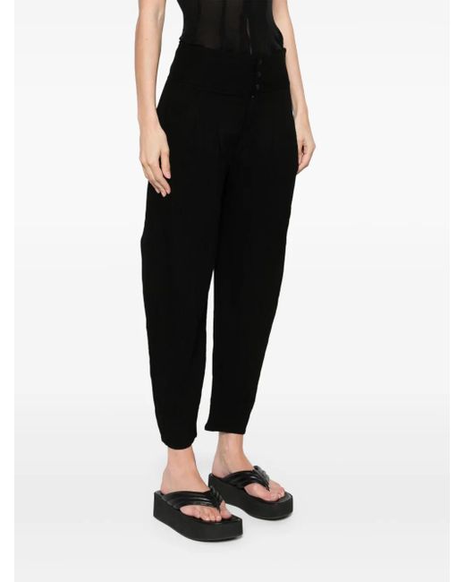 Transit Black Embossed-Effect High-Waist Trousers