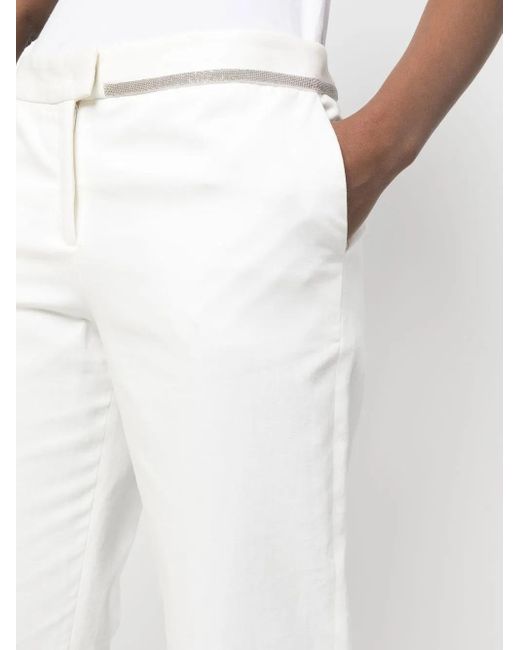 Fabiana Filippi White Beaded-Trim Tapered Trousers