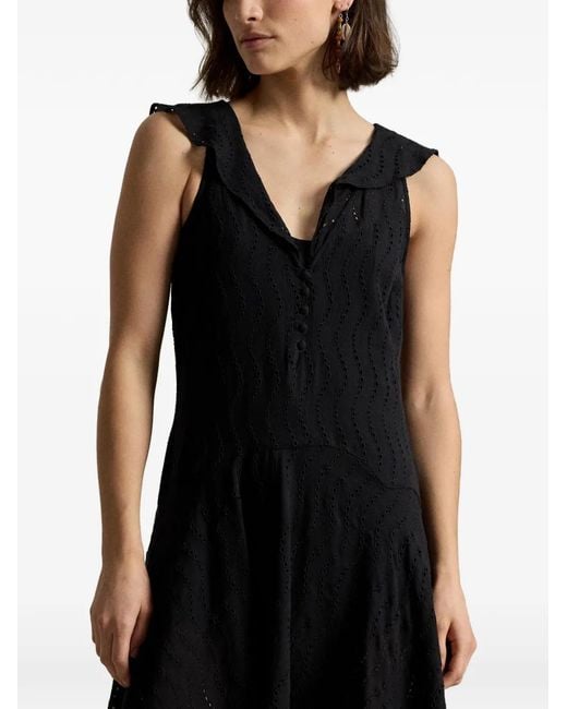 Polo Ralph Lauren Black Lynton Ruffled Midi Dress