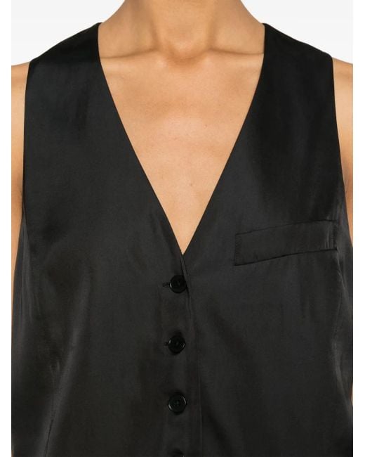 Zadig & Voltaire Black Emaux Satin Waistcoat-Style Top